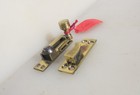 Antique Brass Sash Window Latch Lock Fastener Catch Old Vintage Reeded Beehive