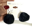 Vintage Lot Of 2 Retro Fur Cinammon Roll Lever-back Dangle Earrings Brown  Black