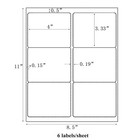 4  X 3-1 3  Laser ink Address Shipping Adhesive Labels 6 Per Sheet Blank 6 Up