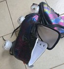 Women Roller Skates  Black Boot Lightning  White Wheels