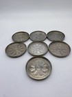 Vintage Aluminum Coaster Set Of 7 Embossed Daisy Flower Pattern Lot
