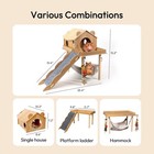 3-in-1 Wooden Guinea Pig Hideout Stairs Hammock Mat Small Pet Cage House