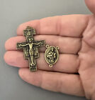 Rosary Center   Crucifix Italy San Damiano St  Saint Francis Centerpiece Bronze