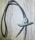 Men s Western Cowboy Hat Vintage Bolo Tie Turquoise - Black Leather Cord