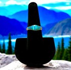 Sterling Silver Inlay Blue Lab Created Opal Band Ring Size 8-1 2