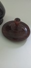 Vintage Hand Carved Turned Wooden Trinket Box With Lid Dark Wood 3  Glossy 