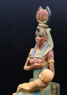 Ancient Egyptian Seated Goddess Isis Statue Nursing Baby Horus Antique Artifact