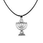 White Jewish Menorah Hanukkah Lamp Necklace Israel Kabbalah Judaica Jewelry Gift