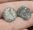 Lot Of 2 1200s 1 Dinero Pepion Medieval Spanish Silver Old Coin Castle Lion