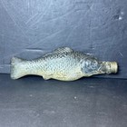 Vintage Blown Glass Fish Whiskey Bottle Carp Bass Metallic Paint Decanter