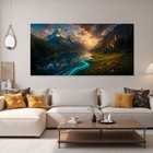 Fantasy Landscape Canvas Print Wall Art 60x30 Unframed Lake Castle Home Decor
