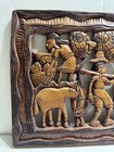 Vintage Large Tribal Primitive Wood Carving Wall Plaque - Harvest Gathering Food