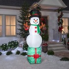 Gemmy Christmas Inflatable Snowman On Gift Box  7 Ft Tall  Multi