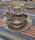 Vintage Halle Bros Co  Gorham R Wallace Silver Soldered Tea Set Hotel Olds I s 