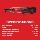 Milwaukee M12 3 8  Dr Cordless Ratchet Combo Kit W 1 Battery  Charger   Tool Bag