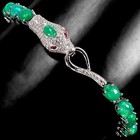 925 Sterling Silver Bracelet Oval Green Fire Opal 7x5mm Cobra Gemstone Jewelry 7