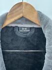 Ross Michaels Mens Robe Plush Shawl Collar Wrap Mid Length Black   Gray S m New