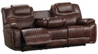 Oversized 3pc Sofa Loveseat Chair Brown Leather Rustic Living Room Recliner Set