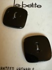 Vintage Buttons La Petite Black Square 2 Hole 2 Buttons 1 Card 7 8  Shiny Usa