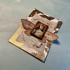 Mixed Media Collage Art Card Aceo Child  Butterfly And Button Series    love   
