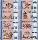 Disney Official Test Note  1 5 10 20 -  1000 2025 Mickey   Frinds Unc Set 8 Pcs