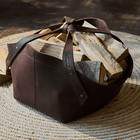 Leather Firewood Carrier Bag  Handmade Log Tote  Fireplace Accessory Gift Basket