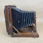 Antique 6 1 2 X 8 1 2 Full Plate Wooden Camera W  Jas h wilcox Brass Lens