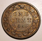 1859 Canada Large Cent Xf Narrow low 9
