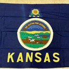Vintage Paramount Flag Co Kansas State Flag 3x5 Ajax 100  Cotton Canvas Header