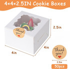 50pcs Cookie Boxes With Window  4x4x2 5 Inches Bakery Boxes With 50pcs Stickers