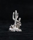 Vintage Pewter Miniature Cactus Southwestern Vignette Figurine  cb6 