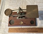 Vtg English Brass Postal Balance Scale Made England Warranted Accurate Oak Base