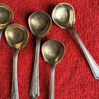 Vintage Sterling Silver Salt Spoon Set Of 8 Classic Design Gold Washed Bowl  Mon