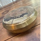 Vintage Enamel And Solid Brass Trinket Box Dish Bowl Dragonfly And Lotus Flower