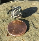 Rare 15mm Ancient Islamic Black  white Folded  ribbon  Trade Bead Excavated Mali