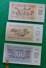 26 03  108  Lithuania  lot Of 3  1  10  100 Talons 1992 P-39 40 42 Unc