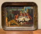 Vtg Metal Budweiser Beer Serving Tray - In The Parlor After The Hunt -lithograph