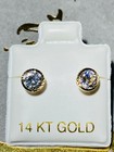 Solid 14k Yellow Gold Stud Earring Basket 1 5 Ct Round Ball Brilliant Studs 6mm