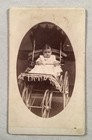 1860   s Antique Cdv Photo Plump Baby Girl In Carriage Civil War Era