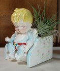 Vintage 1950s Lefton 2176 Seated Baby Boy Planter - Nursery - Air Plants - Decor