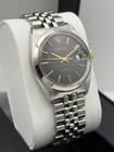 Rolex Oysterdate Precision 6694 Black Dial Gold Accents 34mm Watch W  Jubilee
