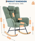 Rocking Chair Nursery Teddy  Upholstered Baby Glider Rocker For Adults Small Spa