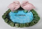 Vintage 1960 s Florida Souvenir Ceramic Trinket Dish ashtray  Flamingos  Pier