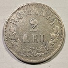 1873 Romania 2 Lei Very Scarce Silver Type Coin Higher Grade Carol I