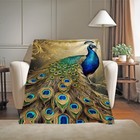 Peacock Print Microplush Fleece Bed Blanket Lightweight Ultra Soft Throw 50x60in
