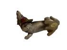 Dachshund Dog Christmas Ornament With Santa Hat   Scarf - Ceramic Holiday Decor