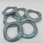 Vintage Mid-century Abalone Mosaic Shell Bangle Blue Turquoise Wavy Bracelet