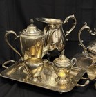 Silver Plate Assorted Lot Teapots Pitchers Creamers Cup Trays Shakers 15lb