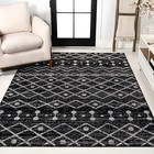  Aksil Moroccan Beni Souk Black cream Indoor Area Rug  4x6  Bohemian  