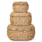 Scalloped Basket Set Of 3     Woven Seagrass Storage Hyacinth Scalloped Bread